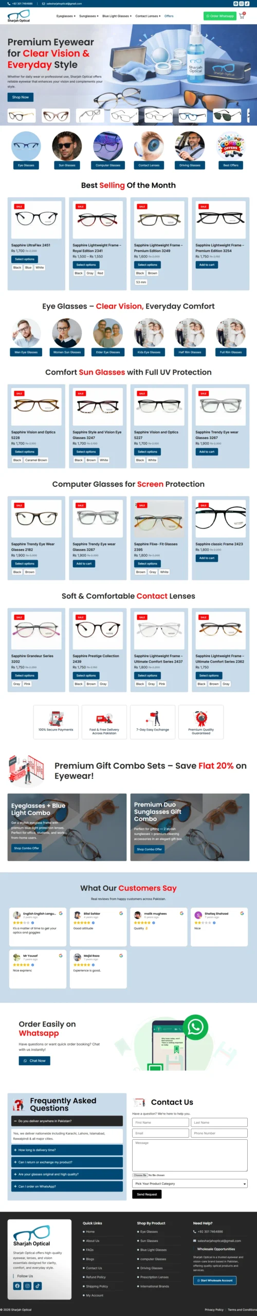 sharjah optical website designed developed by muhammad daniyal scaled